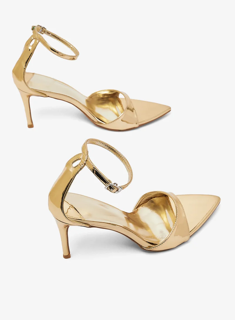 Namshi x Gold High Heel Stiletto Strap Detail Classic Sandals for Women | Best Price UAE